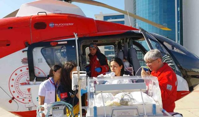 15 günlük bebek hava ambulans helikopter ile İstanbul’a sevk edildi