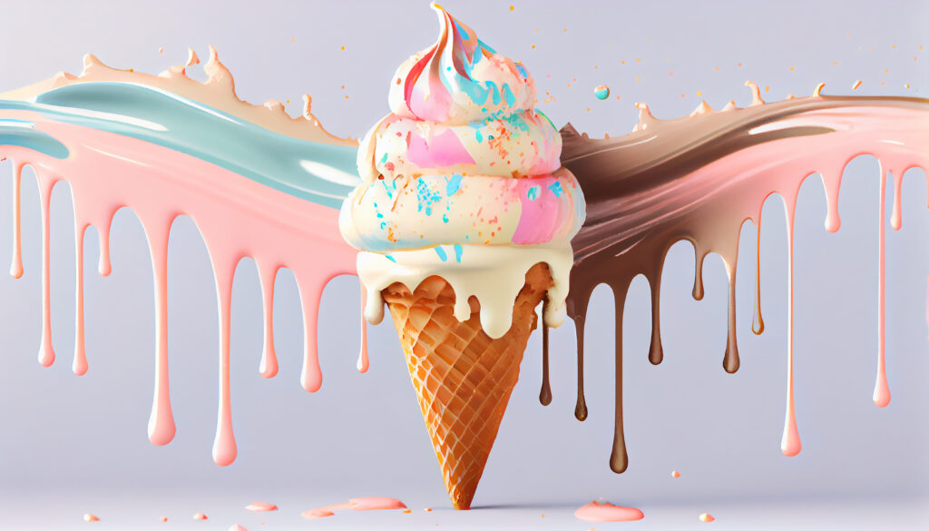 Colorful Summer Treat Melting Ice Cream Generative Ai 1024X585